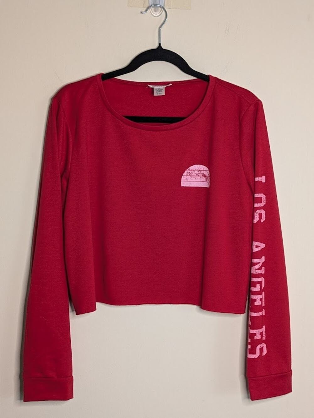 White Fawn Women's Size XL Long Sleeve Cropped Graphic "Los Angeles" Sweatshirt